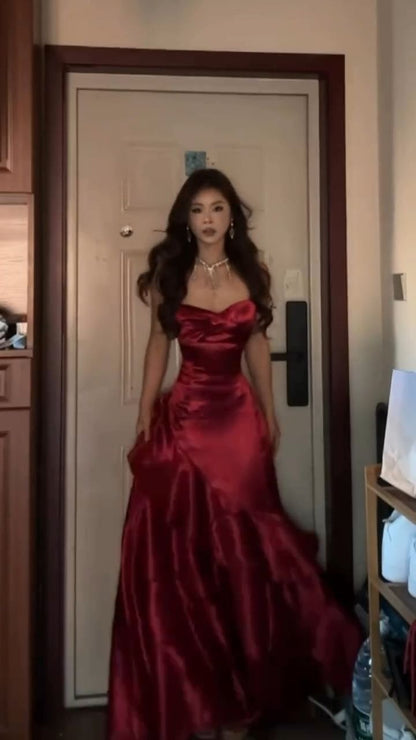 Burgundy Prom Dresses Long Elegant Formal Dress