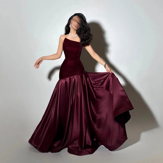 Burgundy Prom Dresses Mermaid Purple Graduation Gown Long