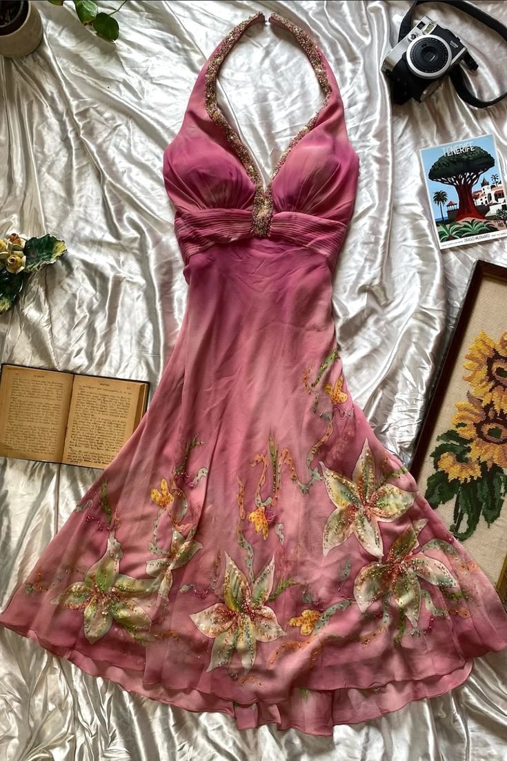 Halter Chiffon Flora Prom Dresses Birthday Dress Evening Dress fg8503