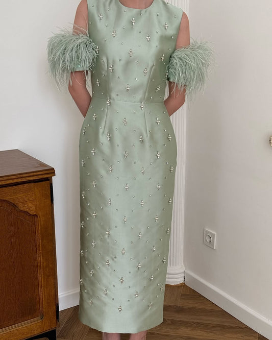 Fashion Green Sleeveless Jewel Prom Dress Mermaid with Rhinestone - liymcdress