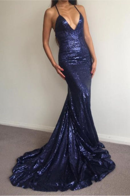 LTP0018,Sexy Mermaid Blue Prom Dress,Cross Back Evening Long Dresses