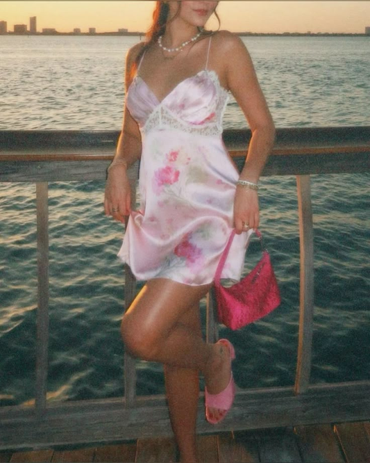 A Line Pink Flora Prom Dress ,Evening Dress,Party Dress fg8204