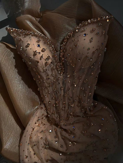 Sexy Mermaid Evening Dress Sweetheart Champagne Sequin Long Prom Dresses Party Dress 20th Birthday Outfits Graduation Dresses DH1862