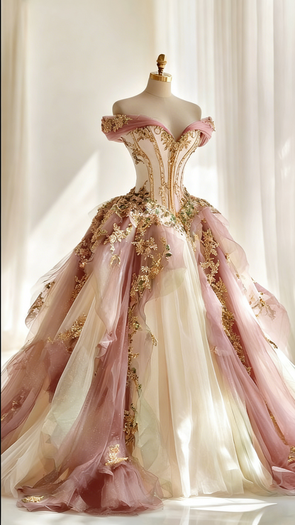 Chic Green Long Prom Dresses Appliques Tulle Off-shoulder A-Line Evening Dresses ED06152