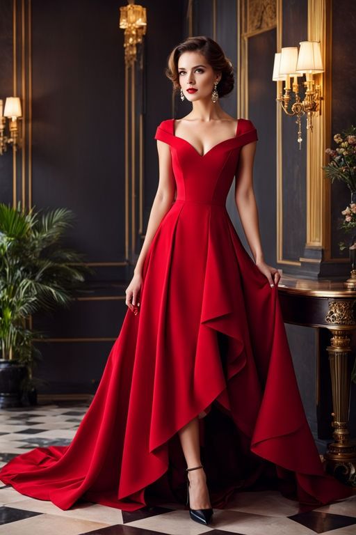 Charming Red A Line V Neck Satin Long Prom Dress Evening Dress with Slit SH3814
