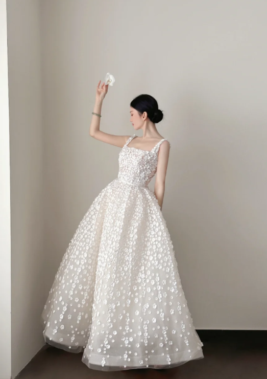 A Line Prom Dress With Flower Cute 16th Birthday Outfit Party Dress fg8212