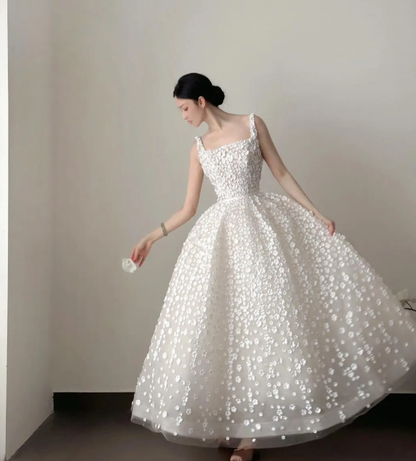 A Line Prom Dress With Flower Cute 16th Birthday Outfit Party Dress fg8212