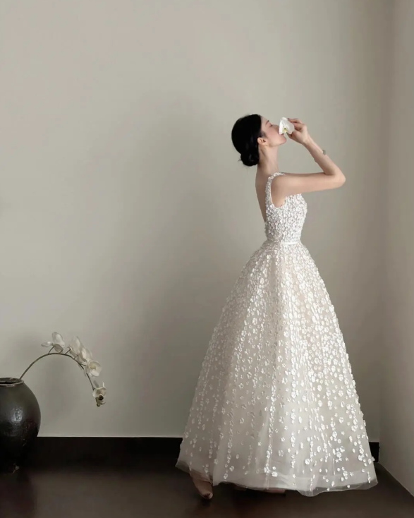 A Line Prom Dress With Flower Cute 16th Birthday Outfit Party Dress fg8212