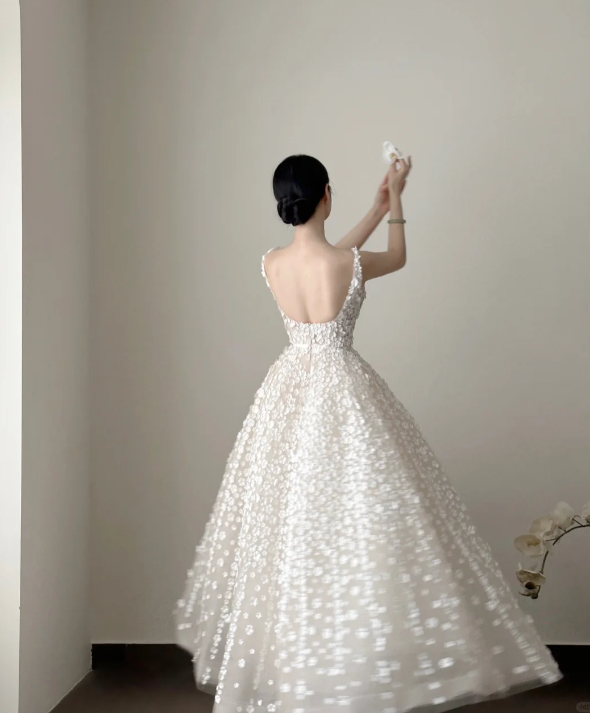 A Line Prom Dress With Flower Cute 16th Birthday Outfit Party Dress fg8212