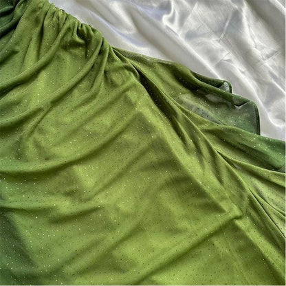 Green Shiny Elegant Strap Gradient Long Chiffon Ball Gown Prom Dress Evening Dress Party Dress