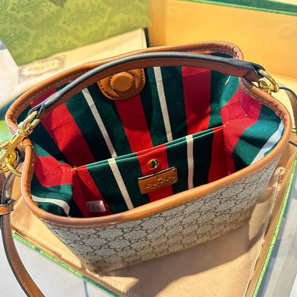GUCCI GG Emblem mini bucket bag
