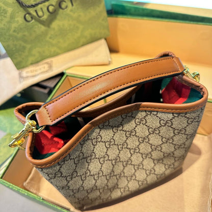 GUCCI GG Emblem mini bucket bag