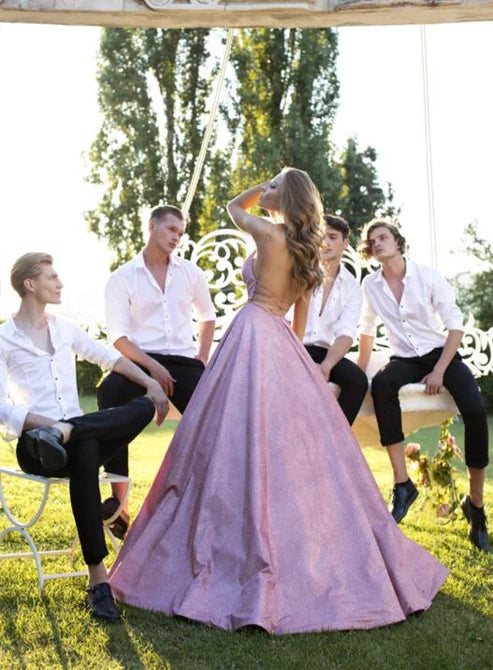 Liymcdress Charming A Line Spaghetti Strap Sequin Backless Long Prom Dress Evening Dress