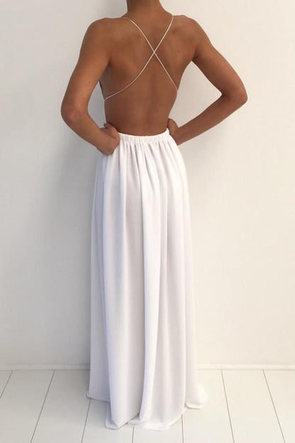 Sexy V-neck Spaghetti Strap Prom Dress With Front Split PG369