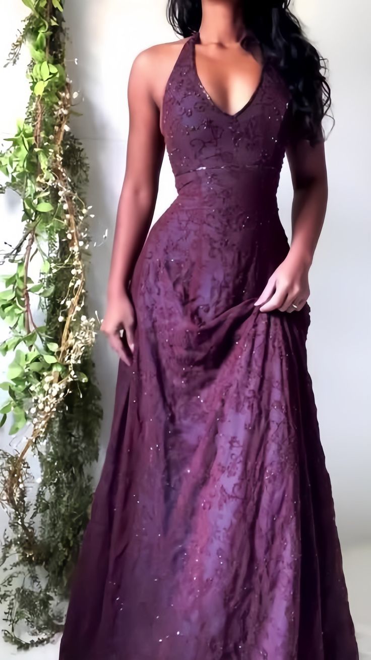 Vintage Mermaid Purple Lace Halter Prom Dresses Long Evening Party Dress Prom Gowns